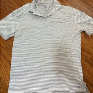 Peter Millar crown crafted mens pinstripe cotton polo shirt white and blue small